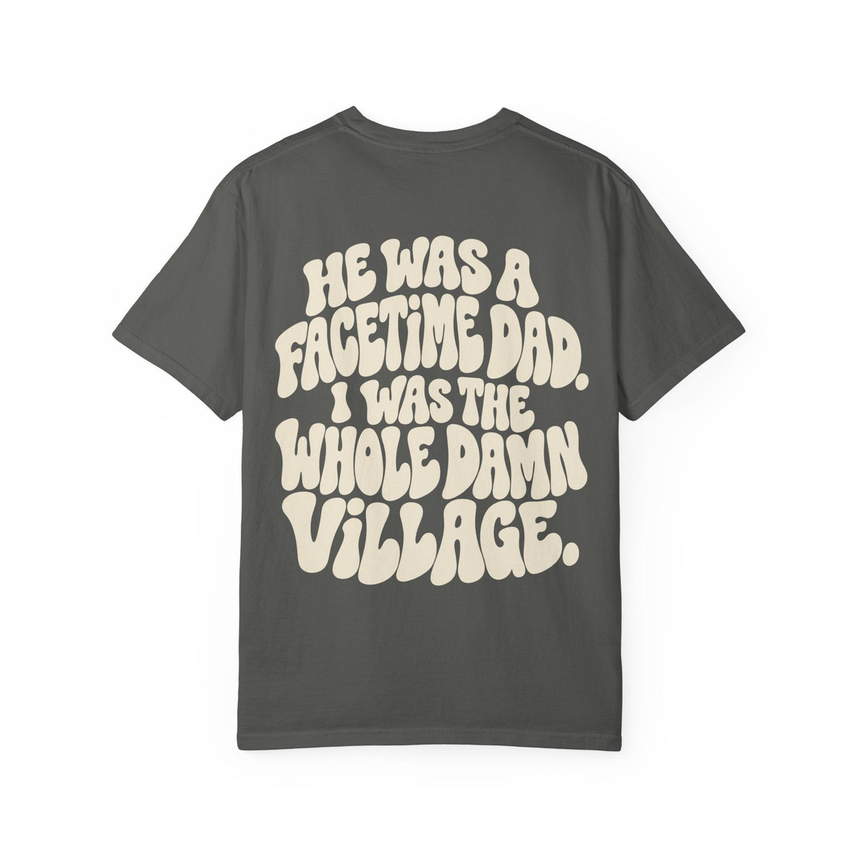 Pepper Whole Damn Village tee back print product mockup