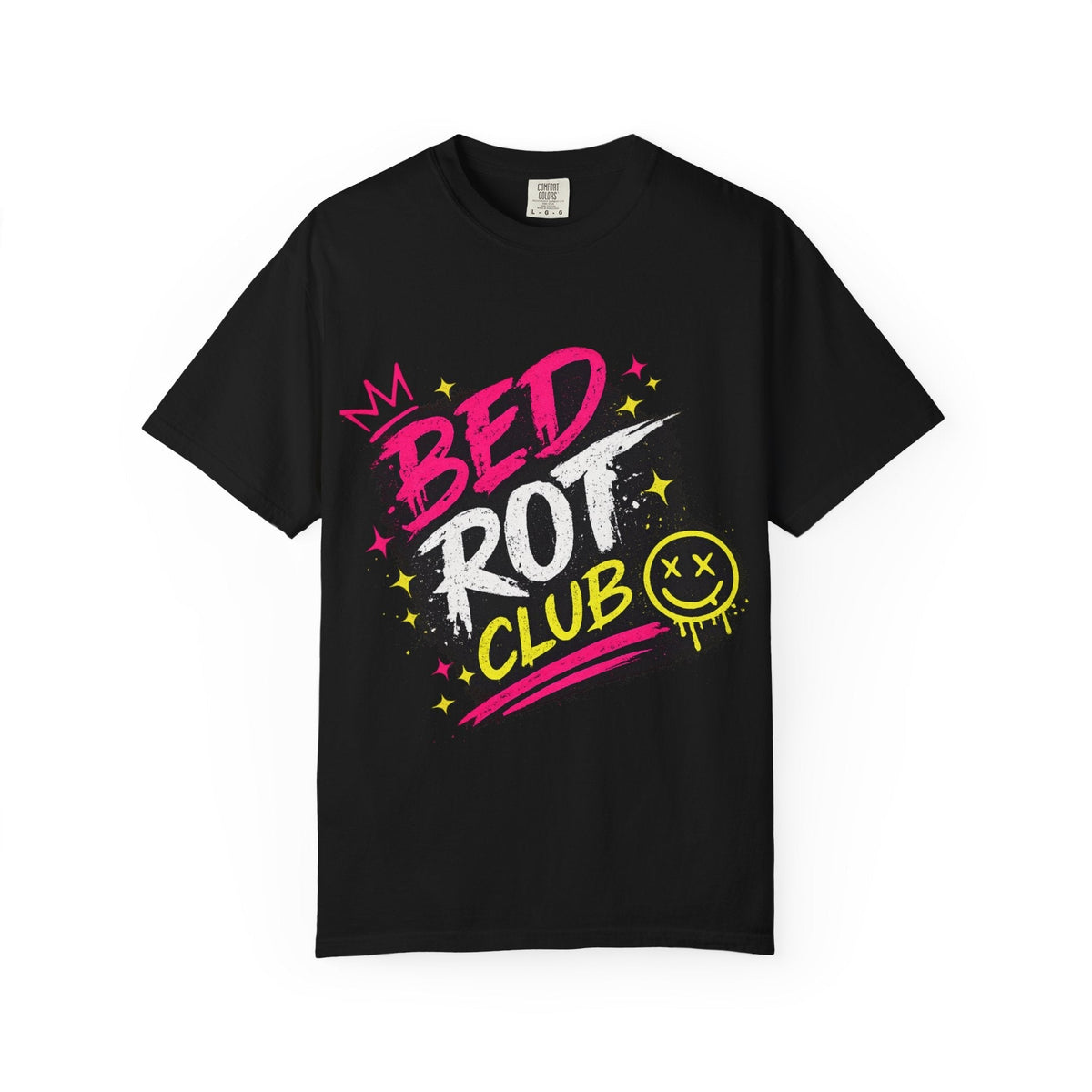 Bed Rot Club oversized black tee front view