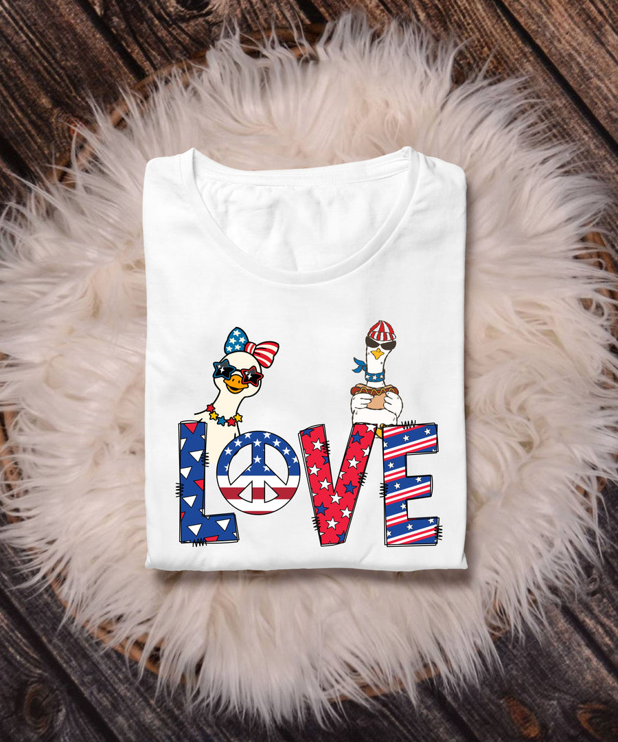 Love, Liberty & Honks™ | Patriotic Goose Graphic Tee