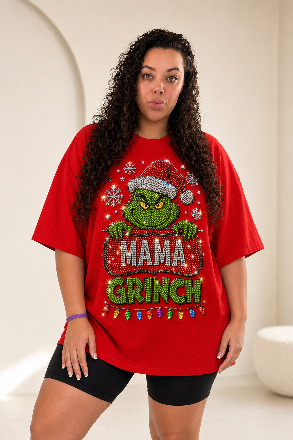 Mama Grinch Rhinestone Christmas Shirt – Sparkly Holiday Mom Tee