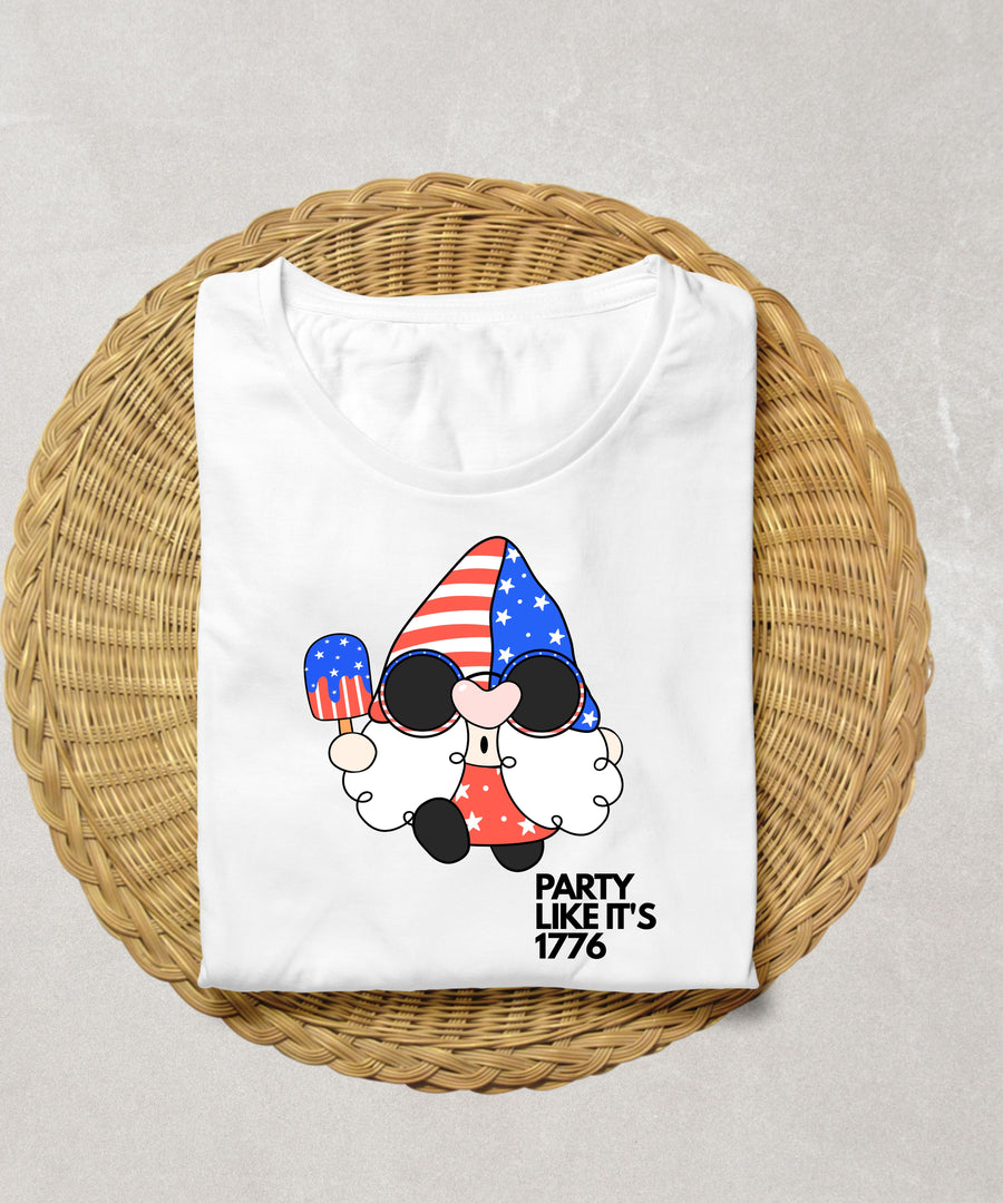 Party Like It's 1776 Patriotic Gnome Shirt | Funny Fourth of July Tee