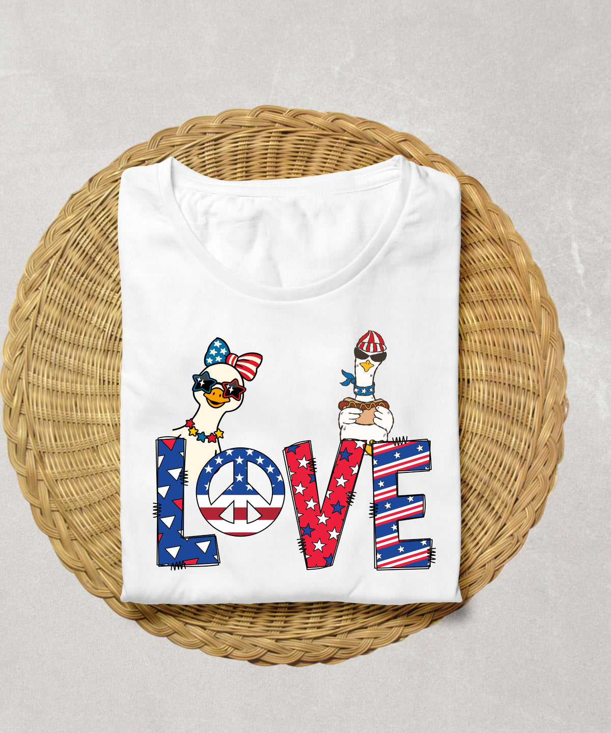 Patriotic Goose Love Shirt | Red White and Blue Fourth of July Tee
