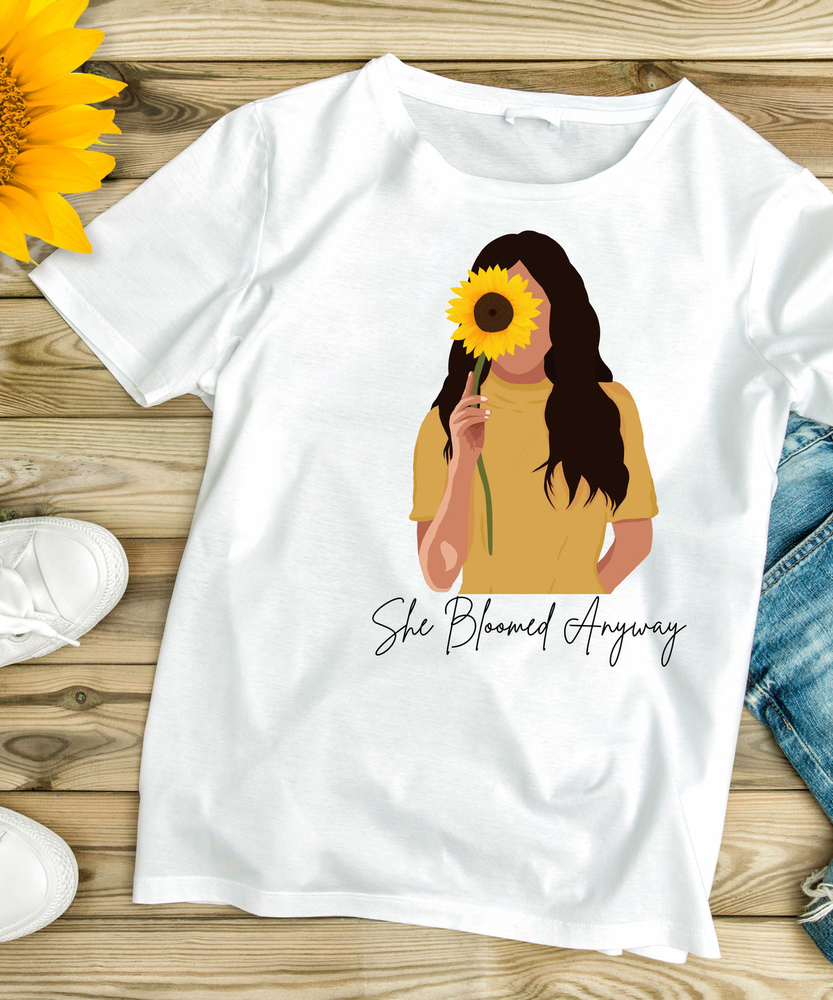 She Bloomed Anyway Inspirational Women's T-Shirt