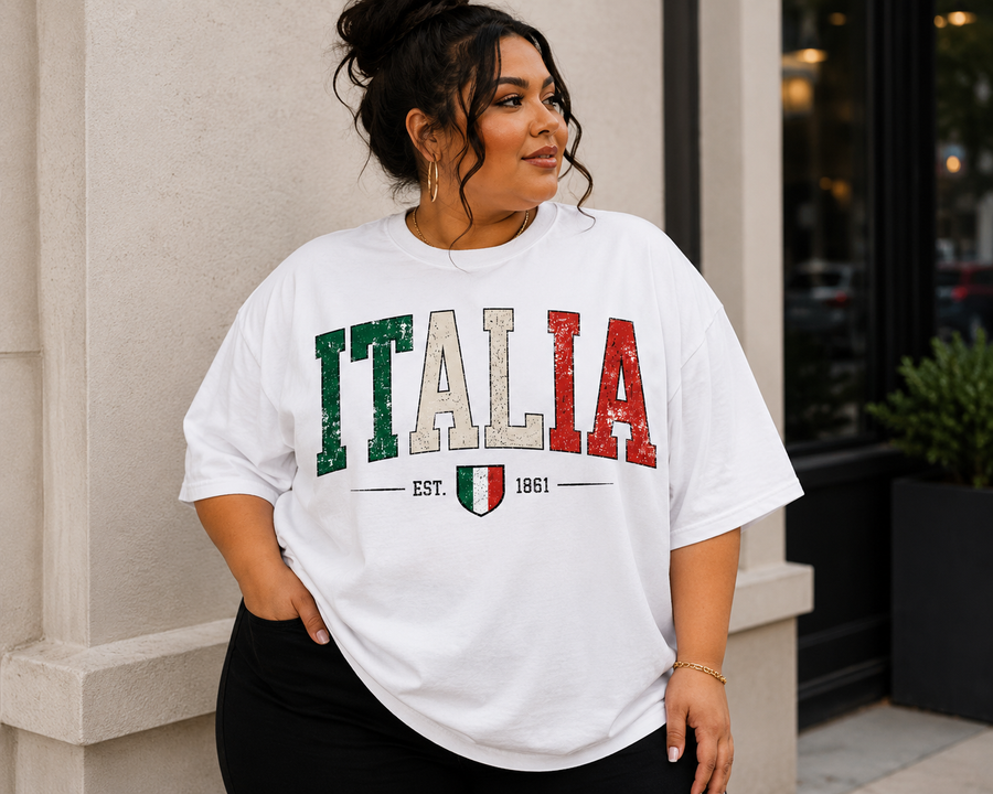 ITALIA Vintage Comfort Colors® Tee | Italian Heritage Shirt | Oversized Heavyweight Graphic T-Shirt from Her Volume