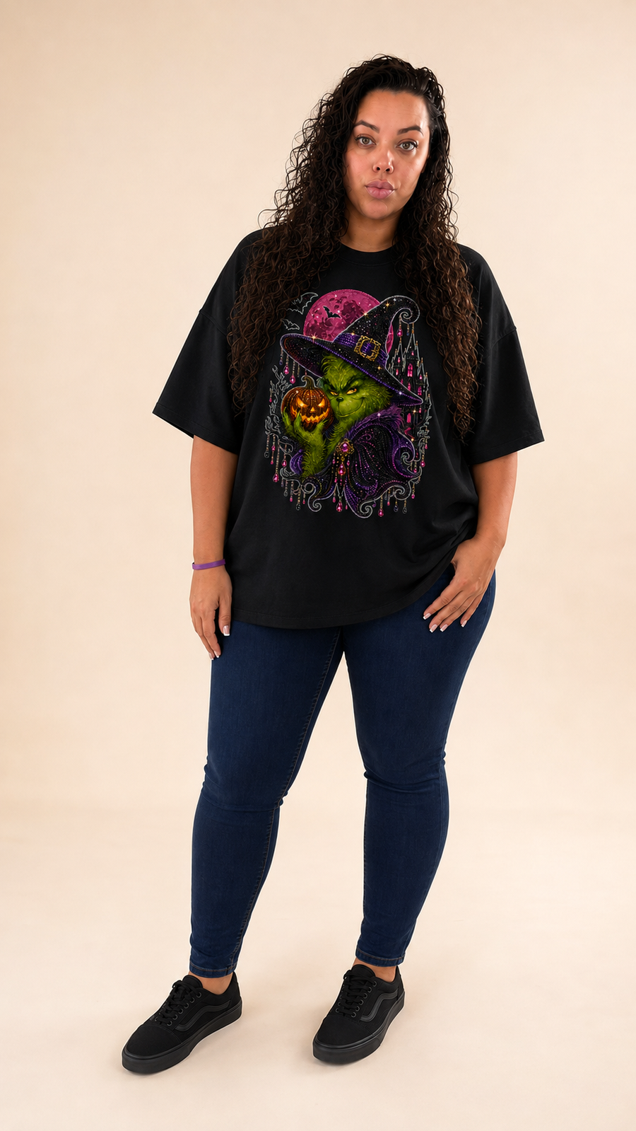 Witch Grinch Faux-Rhinestone Halloween Shirt – Sparkly Witch Graphic Tee from Her Volume