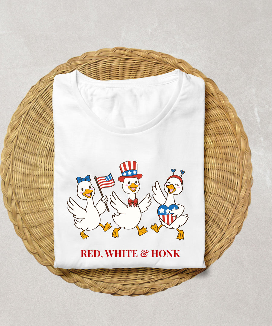 Red, White & Honk Goose Shirt | Funny Patriotic Goose Tee